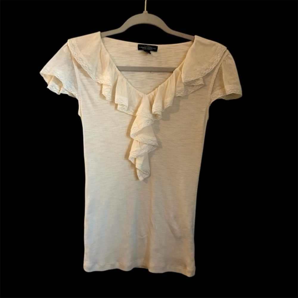Ralph Lauren ruffled blouse, XS, cream excellent condition!